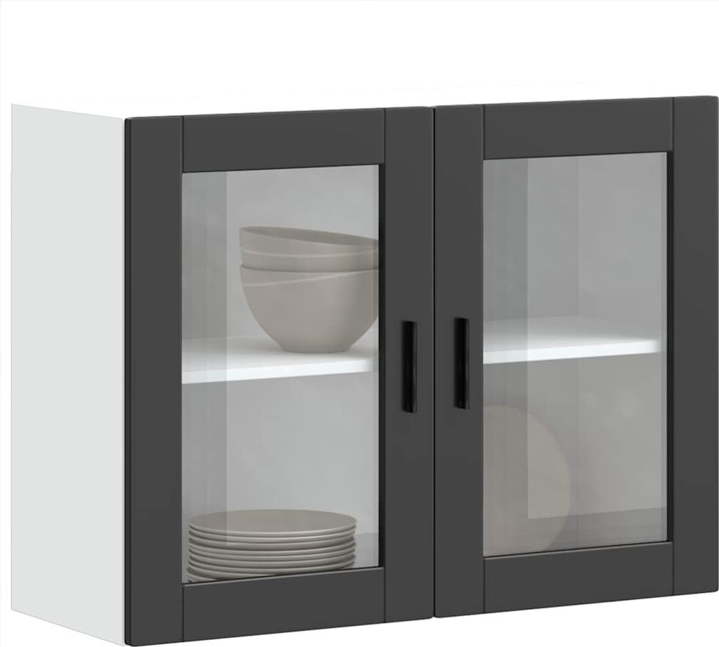 Küchen-Hängeschrank mit Glastür Porto Schwarz