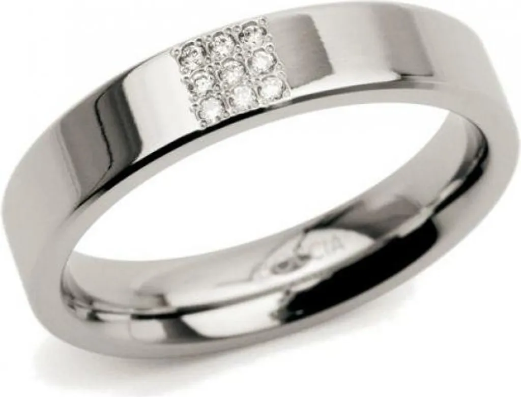 Alliance Fine Femme en Or et 9 Diamants Véritables Anneau Ti Pol T54