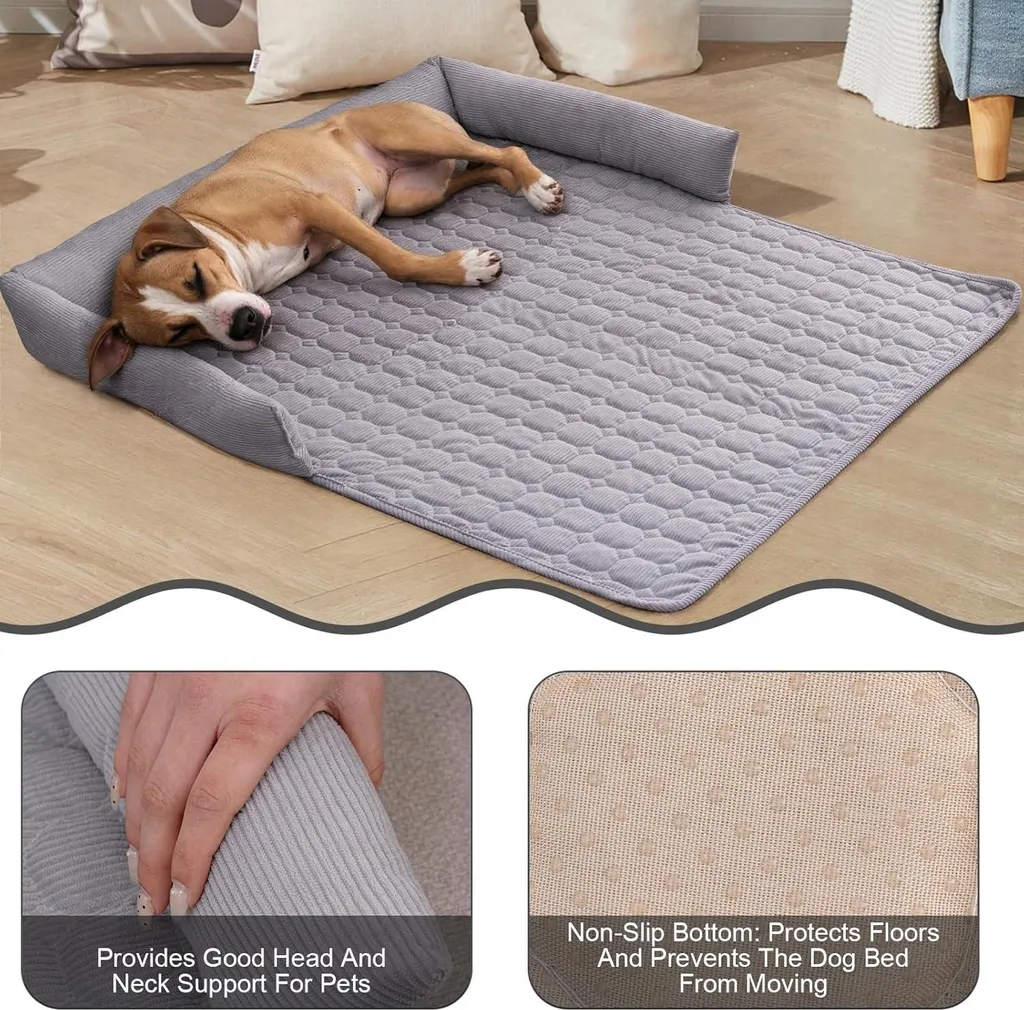 Couverture pour chien spécial canapé - Lit d'appoint lavable gris - 3