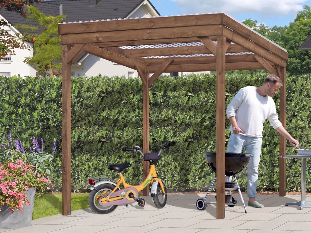 UNIPORT Holzunterstand Kaminholzregal Terrassenüberdachung Produktbild 