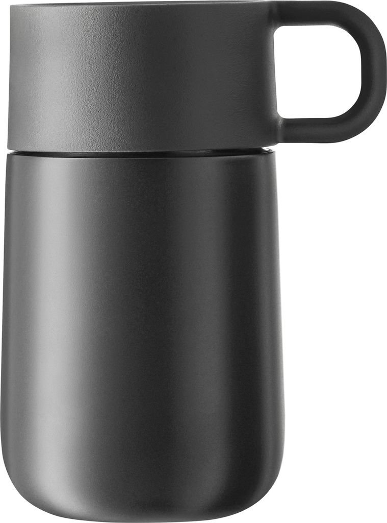 WMF Impulse Travel Mug, Thermobecher Edelstahl 0,3l, Automatikverschluss, 360°-Trinköffnung, hält Getränke 6h warm/ 12h kalt, grau