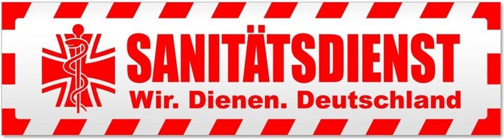 Kiwistar Sanitätsdienst gestreift Magnetschild Schild magnetisch - 20cm Rot - Magnetfolie für Auto PKW Kfz
