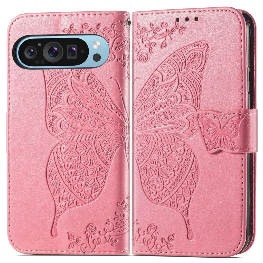 Per Google Pixel 9 / 9 Pro Custodia per cellulare in con design a farfalla Rosa - 2