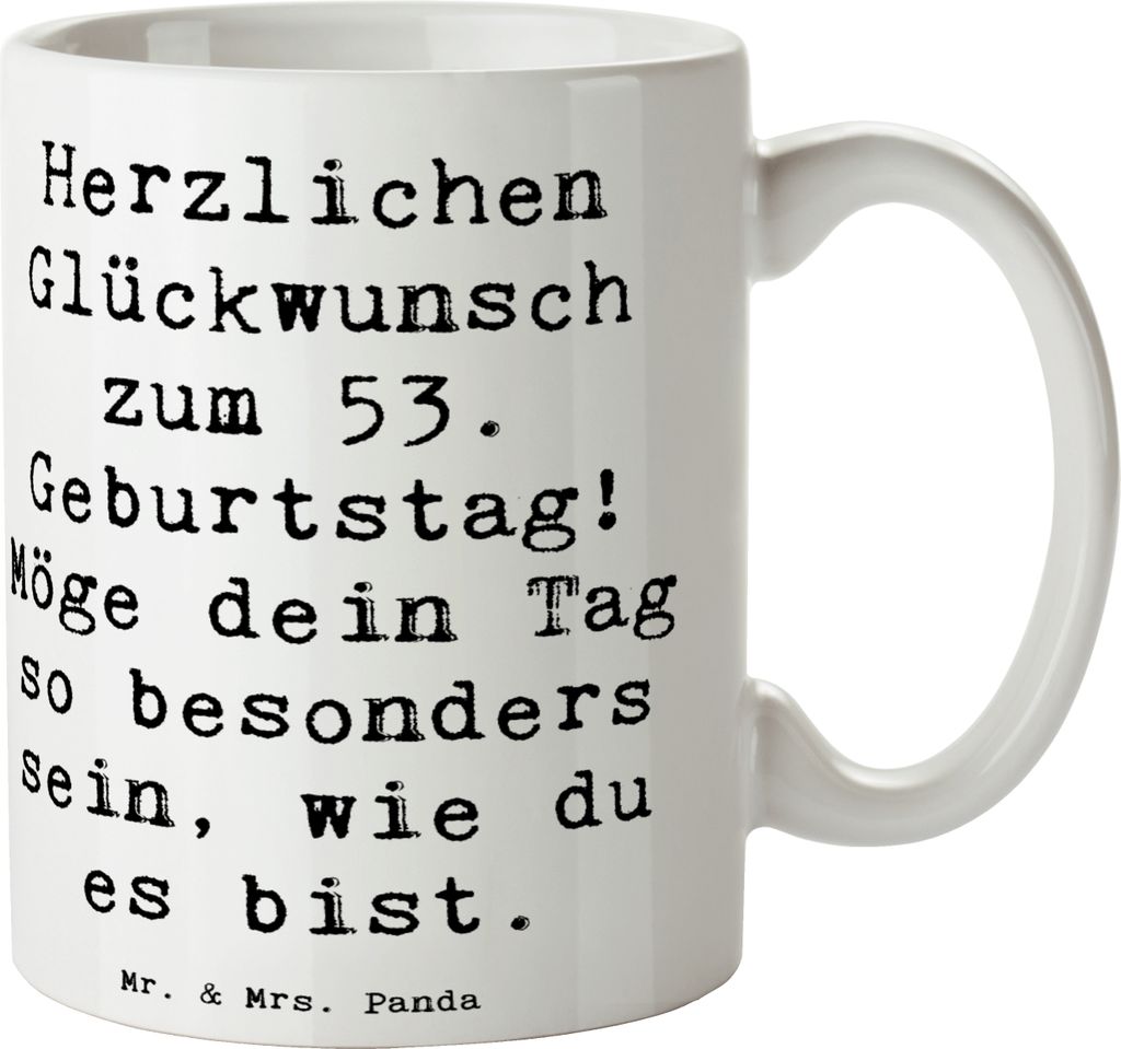 Mr. & Mrs. Panda Kaffeetasse Spruch 53. Geburtstag - Weiß - Produktbild 