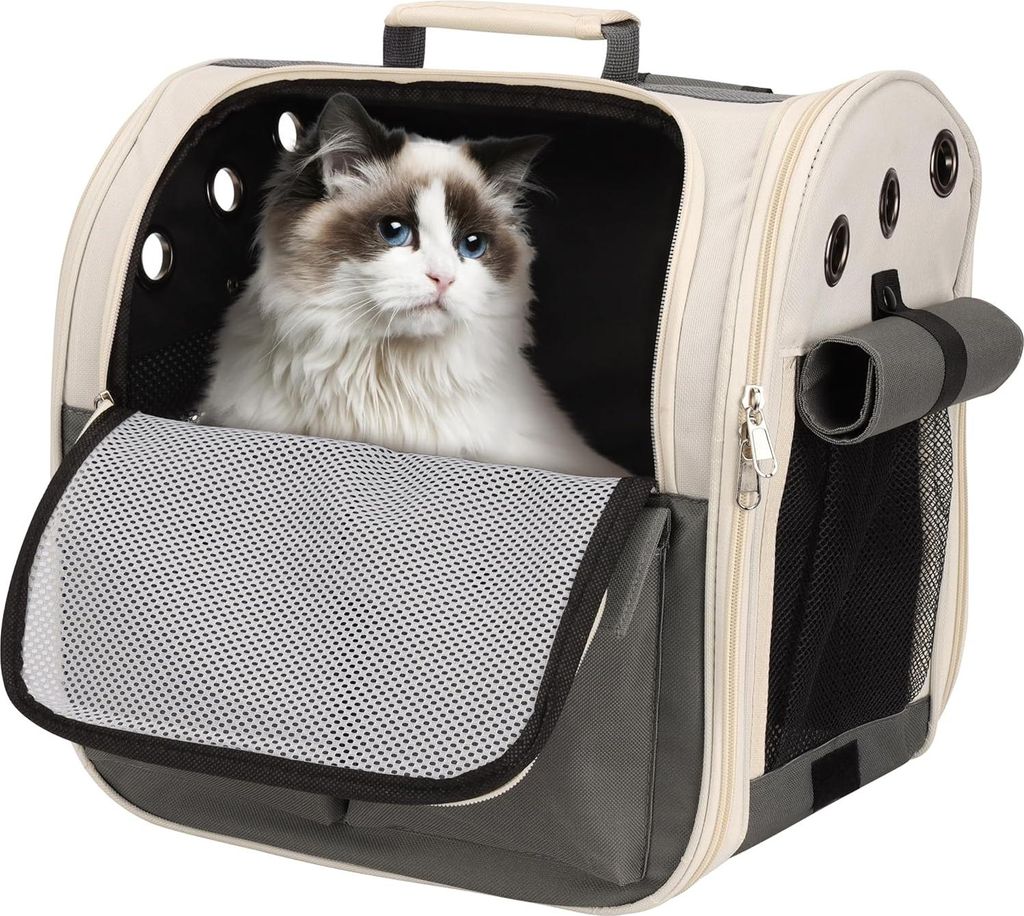 Rucksack für Haustiere - Atmungsaktive Tragetasche für Katzen und Hunde - Reisefreundliche Tiertrage mit Belüftung