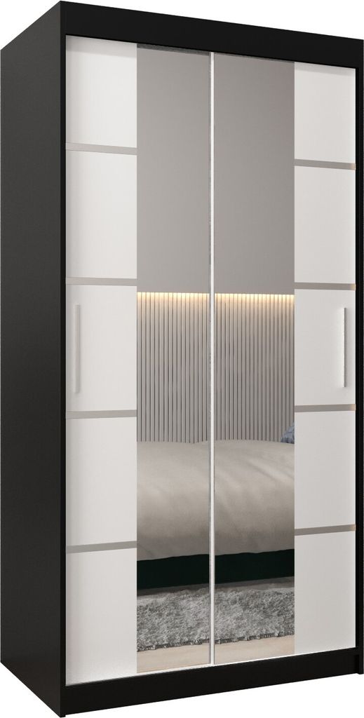 Kleiderschrank, Schiebetürenschrank Schlafzimmer, Schrank mit Spiegel VERONA 4 100 cm