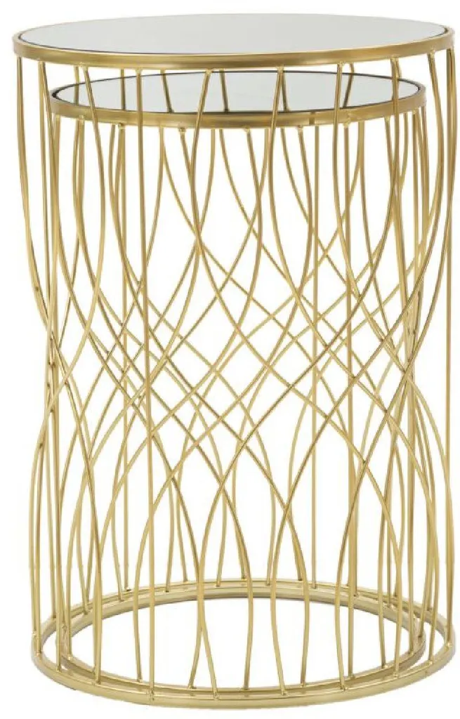 Table Basse de Salon Dorée pour Petit Espace - Duo Tables d'Appoint