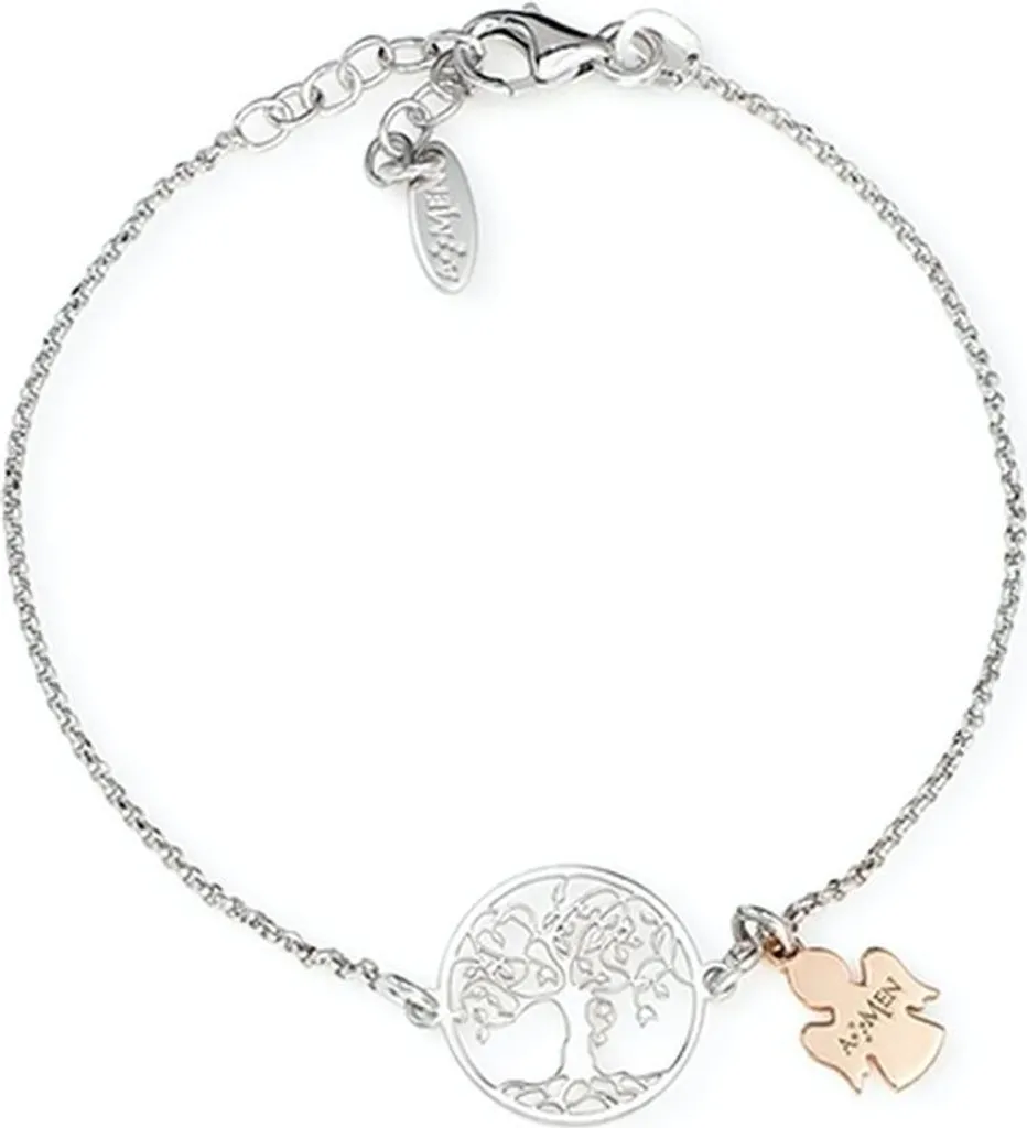 Bracelet Amen BRALABR3 Médaille et Cristaux - Argent Massif Haute Qualité