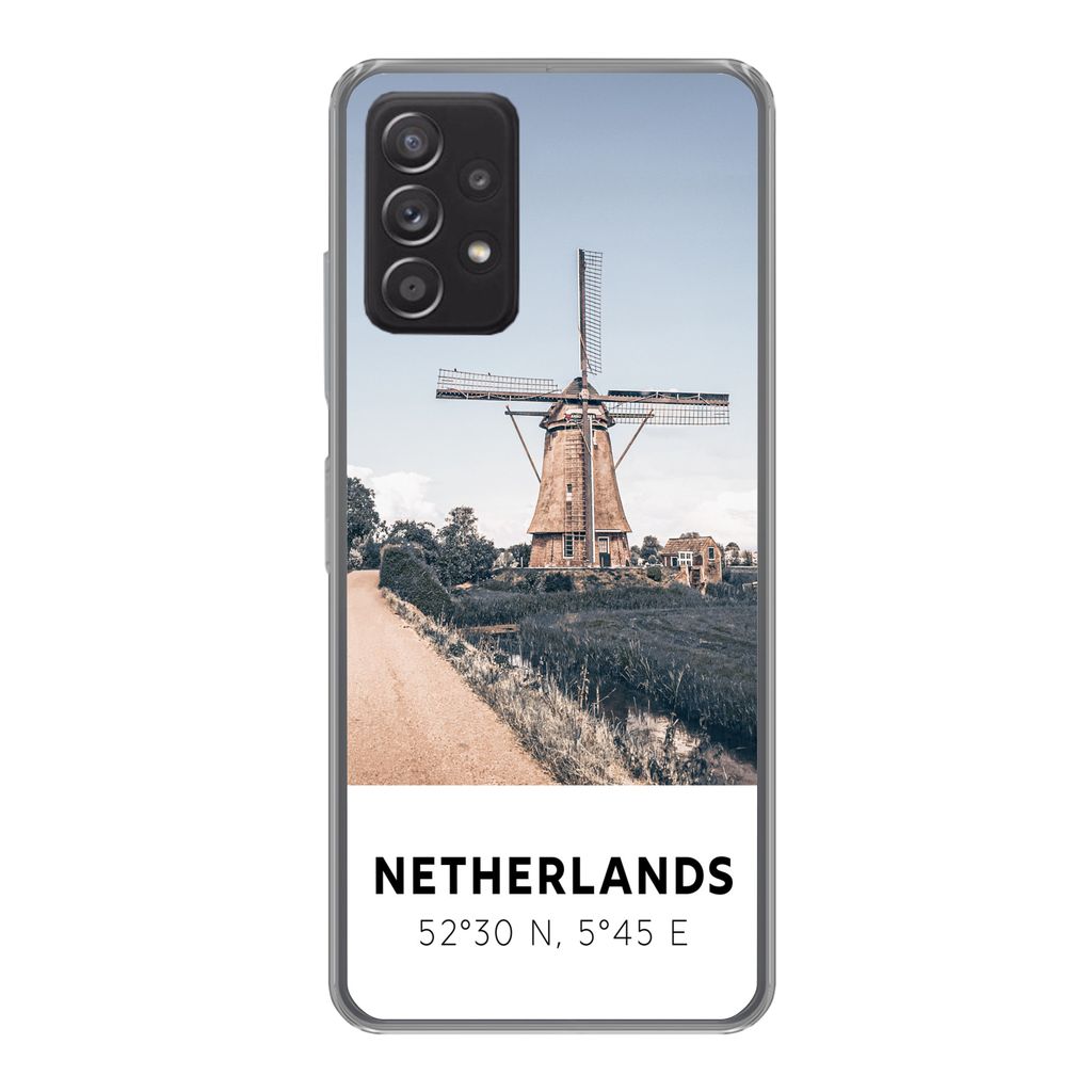 MuchoWow Handyhülle Schutzhülle Hülle für Samsung Galaxy A53 5G Niederlande - Mühle - Wiese Silikon Softcase Handy Hülle - Schutzabdeckung