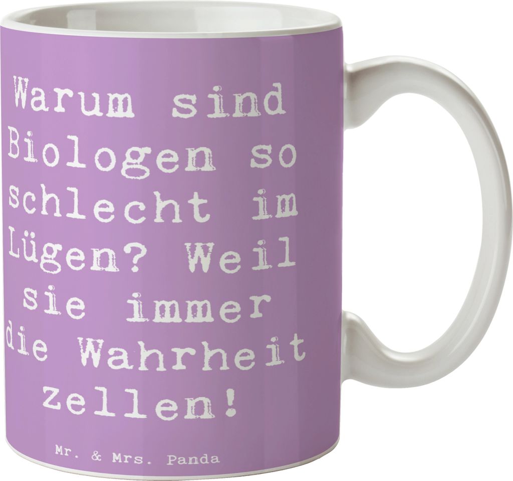 Mr. & Mrs. Panda Pott Spruch Biologin Wahrheit - Lavendeltraum - Geschenk, Biologen, Beruf, kreative Geschenke, Kaffeebecher, Pflanzenmotive, Beche...