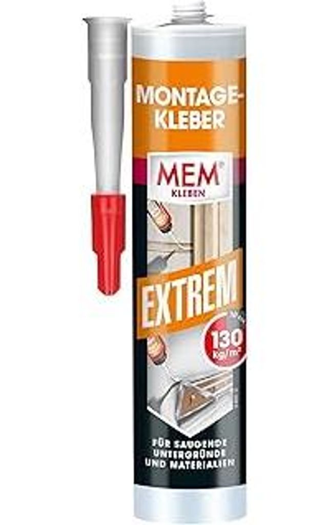 MEM Montagekleber Extrem, Pastöser Dispersionsklebstoff, Hohe Anfangshaftung und Endfestigkeit, Für verschiedene Untergründe, Lösemittelfrei, 3...