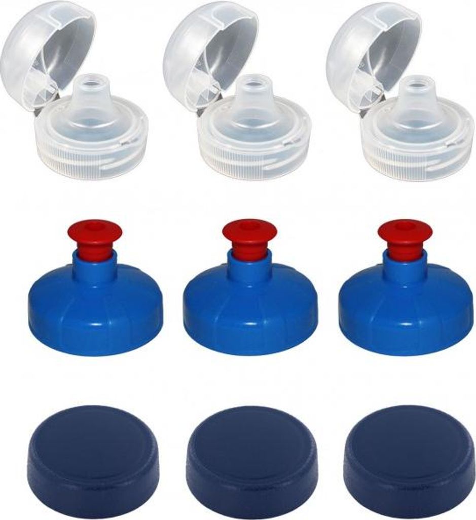 9er Set Trinkdeckel, Flip Top, Push-Pull, Schraubverschluss für Kavodrink Tritan Flaschen