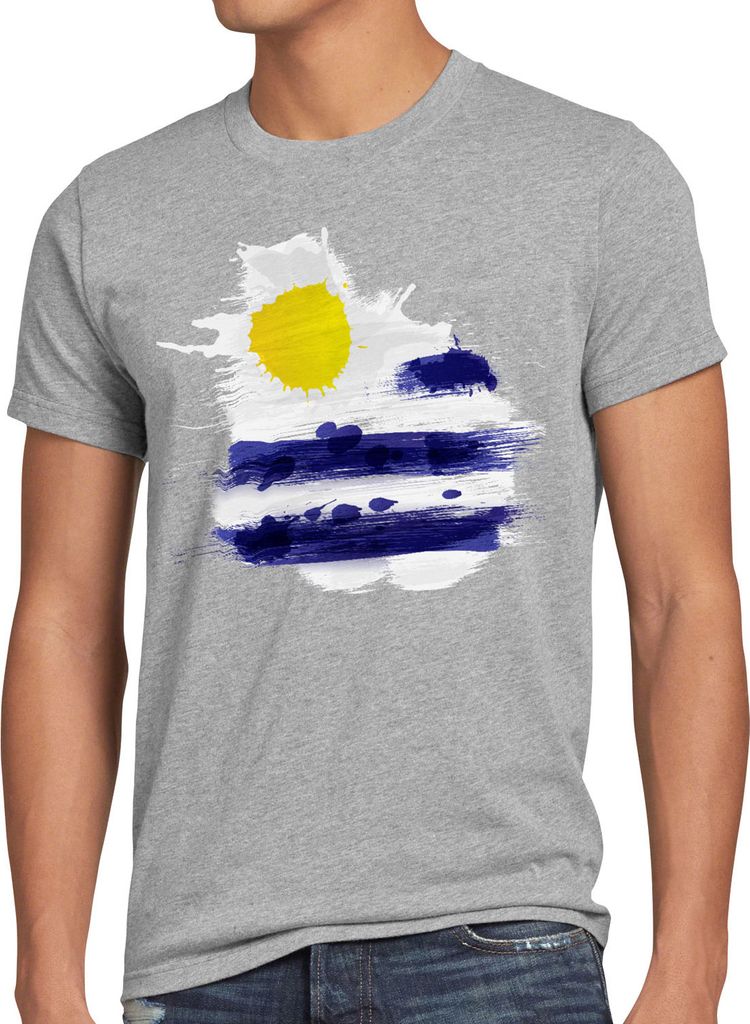 BaumwolleCloud Flagge Uruguay Herren T-Shirt Fußball Sport Flag WM EM Fahne