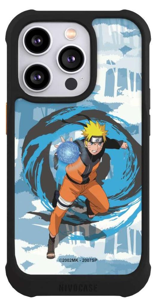 NIVOCASE Hülle für Apple iPhone 14 Pro Stoßfeste Handyhülle NIVOmax Case Schwarz Manga Naruto Shippuden Offizielles Lizenzprodukt