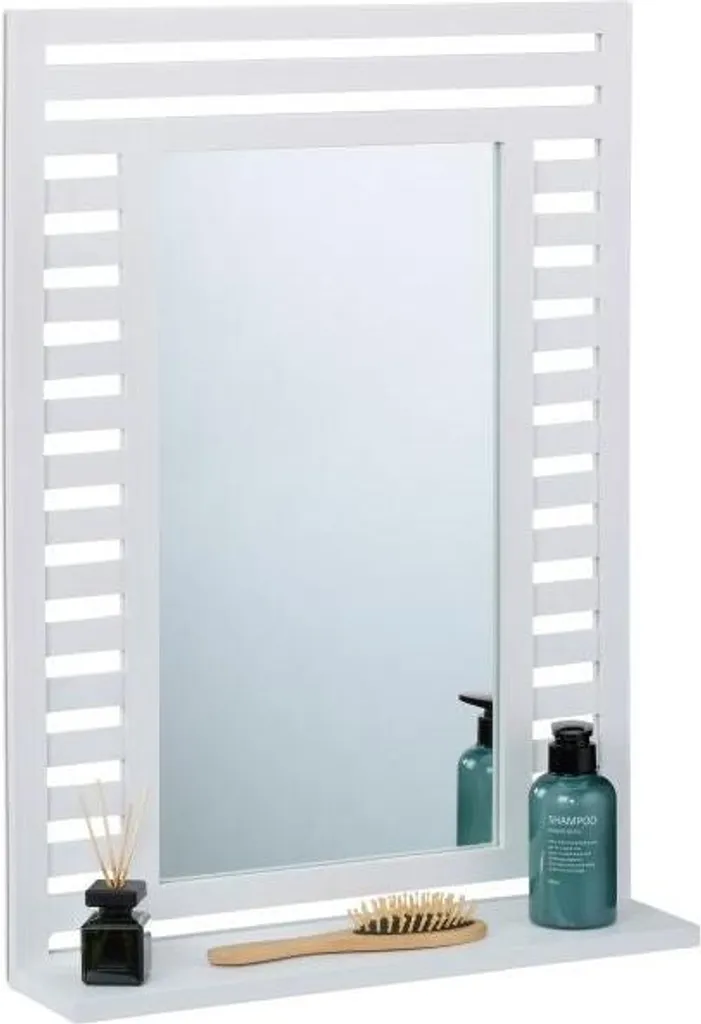 Specchio Bagno Bianco Facile Montaggio con Mensola - Brico Offerta