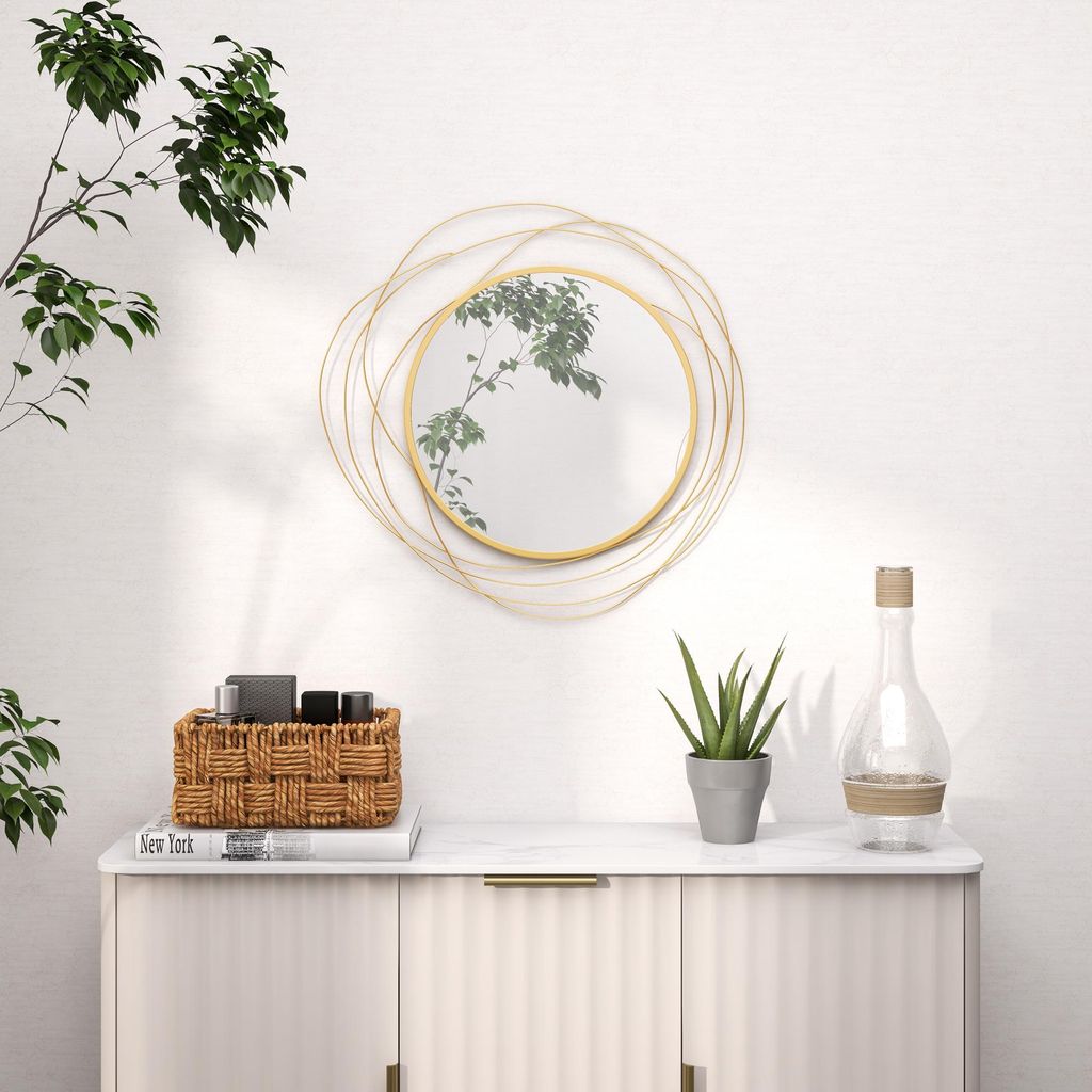 Lustro ścienne HOMCOM, Ø65 cm, dekoracja ścienna z lustrem, Zdjęcie produktu 