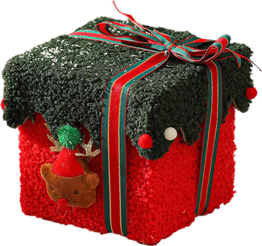 Weihnachtsgeschenkbox aus dickem Samt mit Schleife, Plüsch-Weihnachtssüßigkeitenbox für die Weihnachtsdekoration zu Hause, im Garten oder auf P...