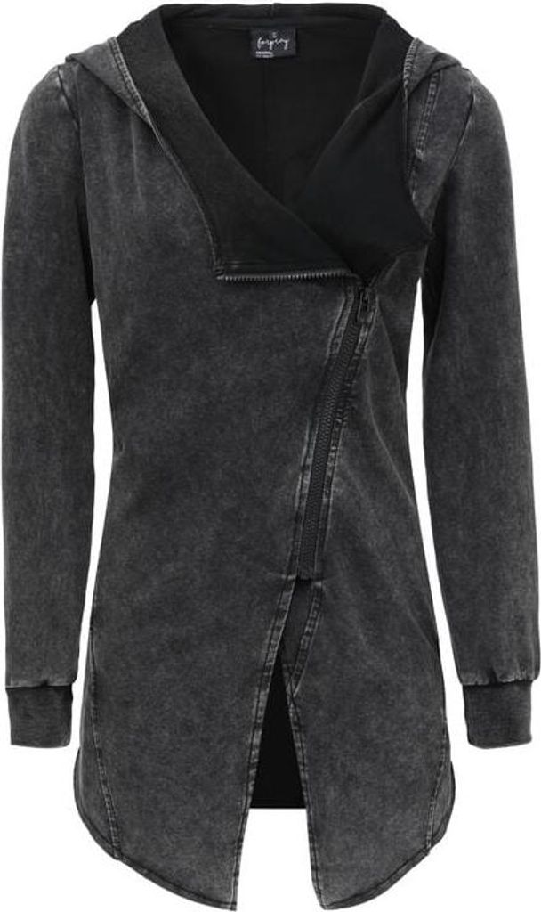 Forplay Kapuzenjacke Damen Asymetric Vintage Zipper schwarz M