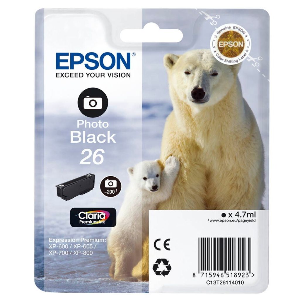 Epson Tintenpatrone photo black Claria Premium T 261 T 2611 Image du produit 