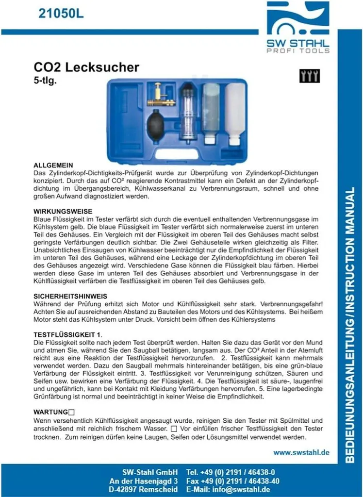 Testeur de joint de culasse CO2 professionnel coffret de 5 éléments