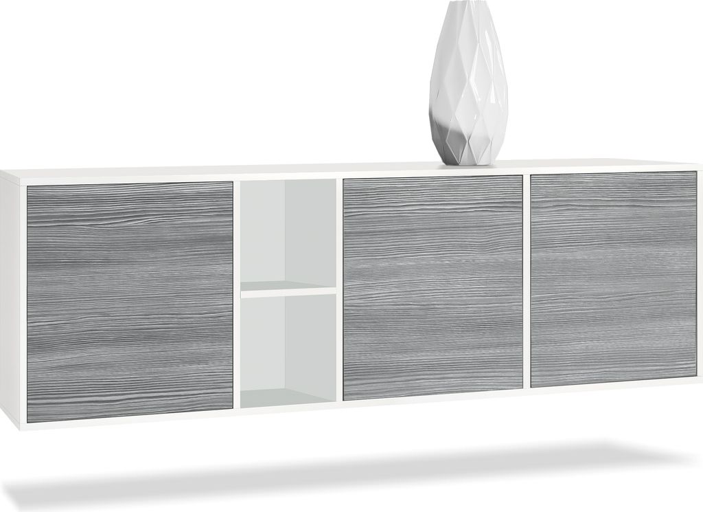 Vladon Kommode Cuba, Germany, Weiß matt/Avola-Anthrazit - Modernes Sideboard für Ihr Wohnbereich - (BxHxT) 182x53x35 cm