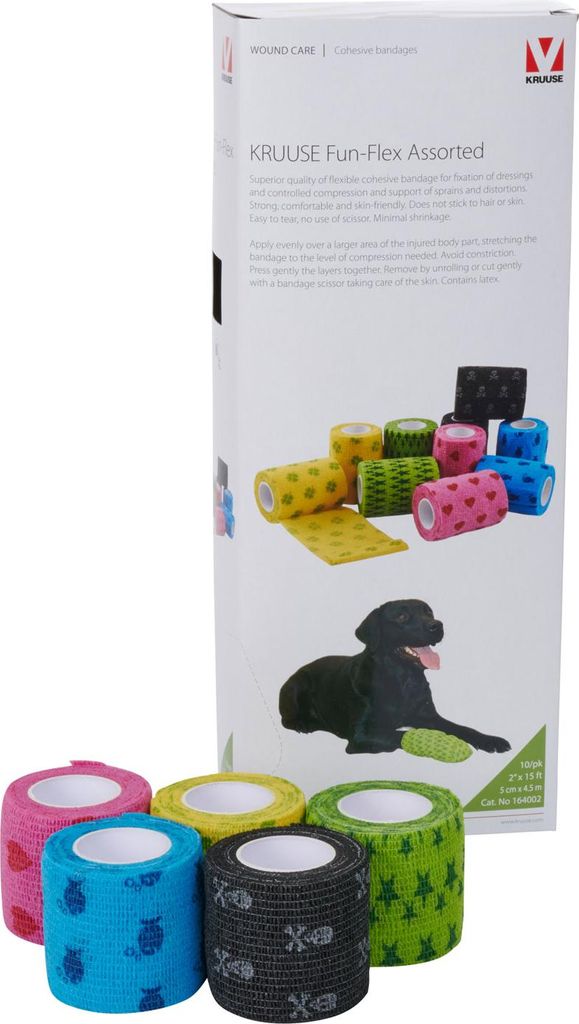 10 Rollen - 5 cm x 4,5 m Kruuse Fun-Flex Pet Bandage - Produktbild 