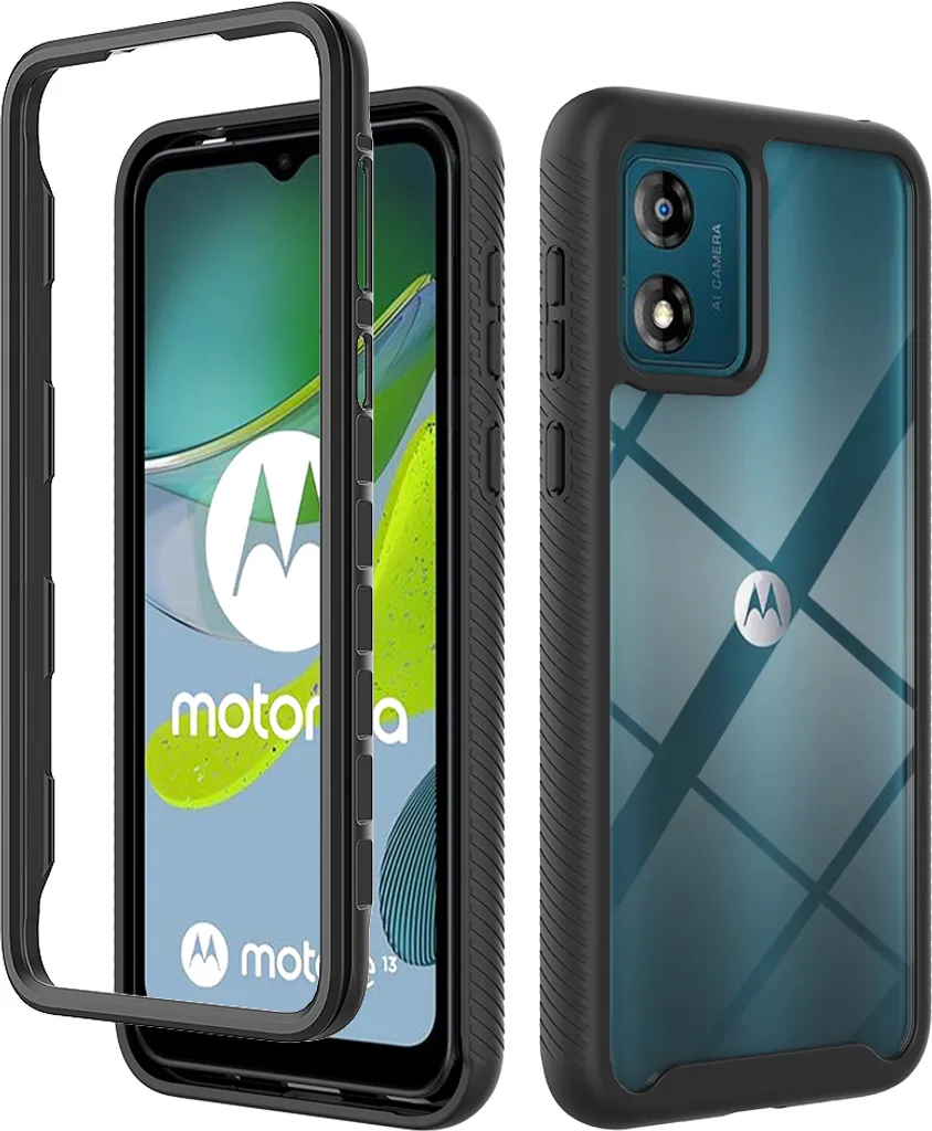 Offerta Cover Moto E13 - Custodia Ibrida Trasparente e Bumper Nero - 1