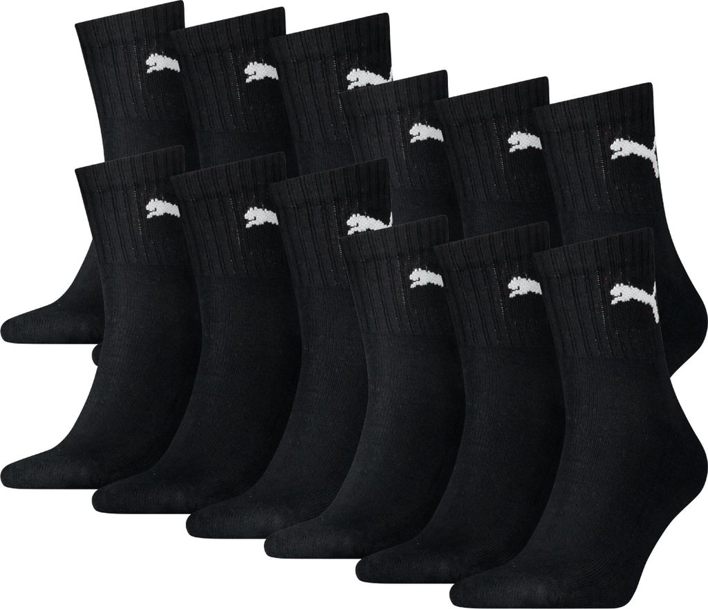 12 Paar Uni Puma Short Crew Sportsocken in Schwarz Größe Produktbild 