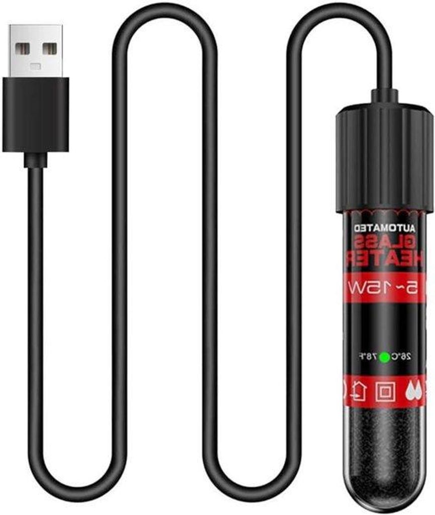 Aquarien-Thermounterhalter mit Thermostat - Wassertemperaturregler - Wasserwärmer für Aquarien - IP68 Tauchgeschützt - 1-2 Liter - Schwarz