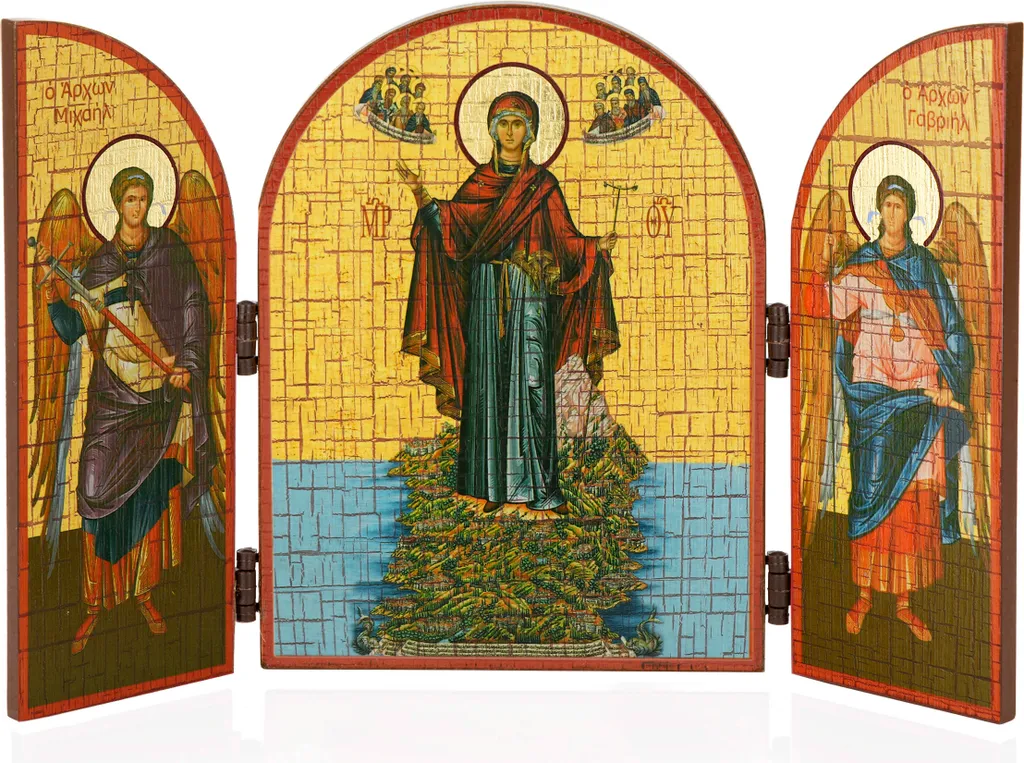 Triptyque Bois Niklaus 25x16cm : Votre Icône Mère de Dieu de Qualité