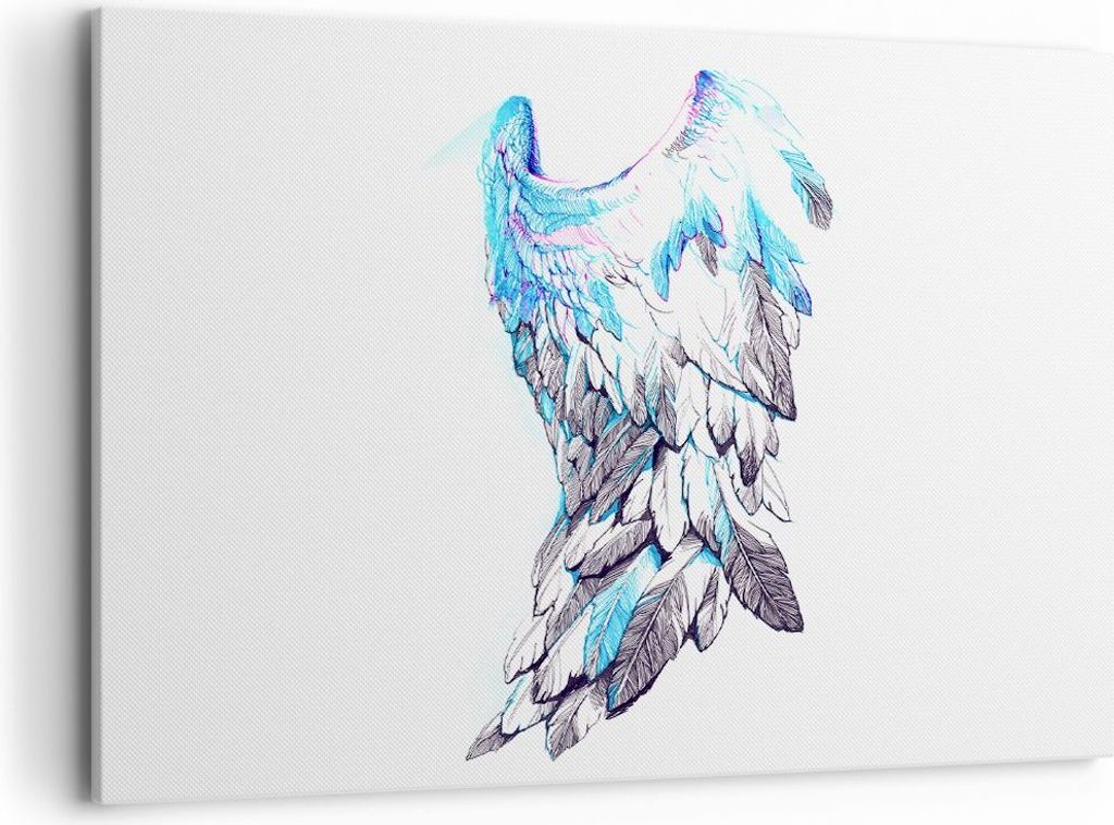 Bild auf Leinwand - Leinwandbild - Flügel Federn Perfektion Reinheit - 100x70cm - Wand Bild - Wanddeko - Leinwanddruck - Bilder - Kunstdruck - Lei...