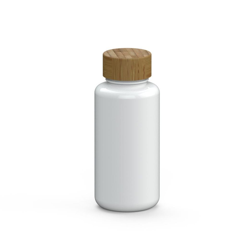 Trinkflasche "Natural" 700 ml - auslaufsicher und BPA frei - leichte Tritan Flasche mit Bambusdeckel für Sport - Weiß