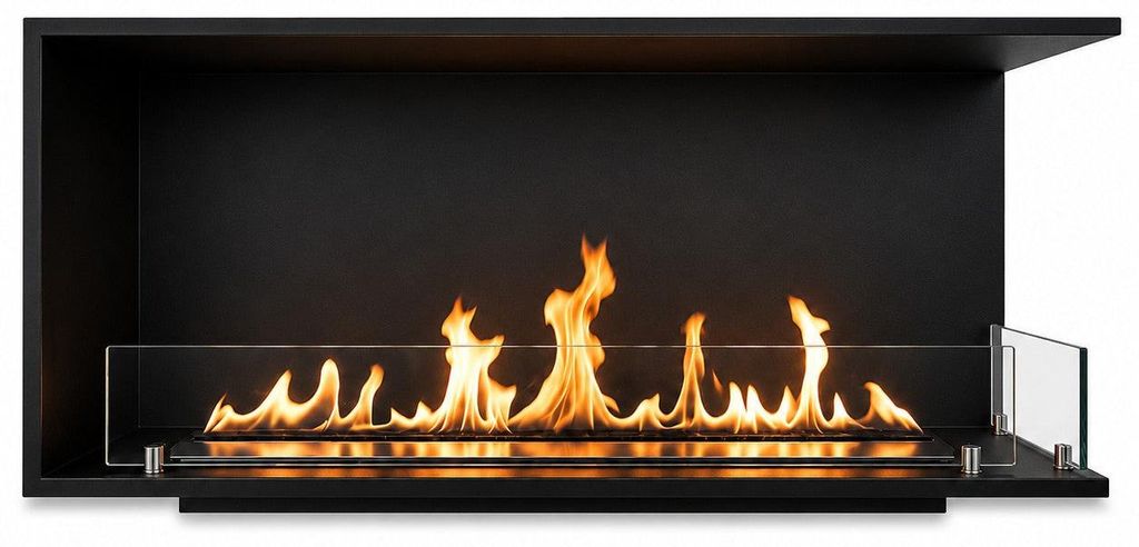 Einbau-Eckkamin mit Bioethanol, 120 x 50 cm Eckkamin mit Bioethanol, URANO120 DX TOPLINE
