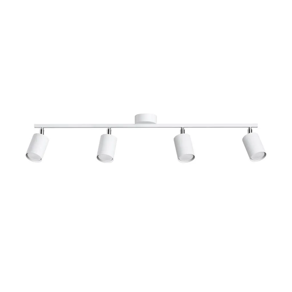 Plafonnier 4 Lampes LEMMI Blanc Acier 100cm pour Éclairage de Salon