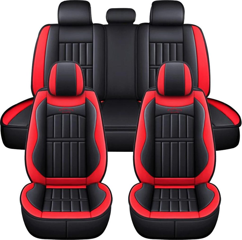 Autositzbezüge - Komplettset 11-teilig - Für 5 Sitze vorn+hinten - Kunstleder - Universal für Auto/SUV/Pickup - Vier Jahreszeiten - Gelb