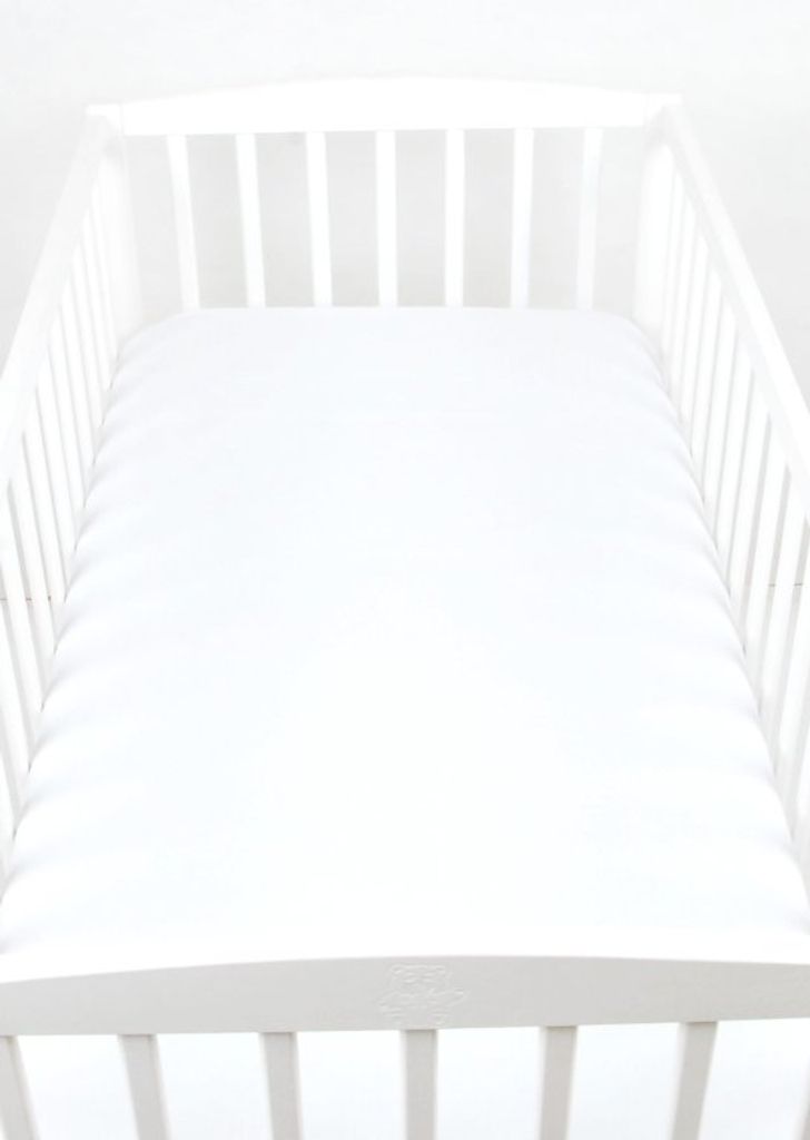 Baby Spannbettlaken Spannbetttuch Frottee 40 x 90 cm weiß Seitenkissen