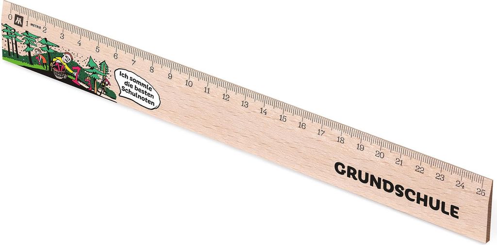 Metrie, Didakt-M07 Holzlineal, bedrucktes Ich sammle die besten Schulnoten, 25 cm