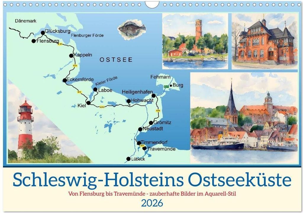 Schleswig-Holsteins Ostseeküste (Wandkalender 2026 DIN A3 quer), CALVENDO Monatskalender