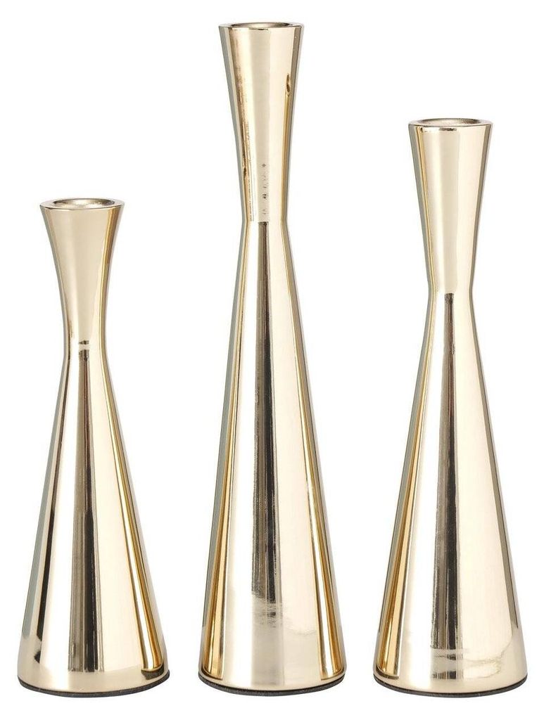 Boltze Gruppe Cone Kerzenleuchter gold 3tlg Produktbild 