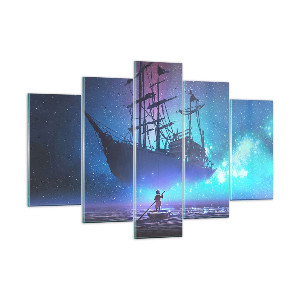 Bilder auf glas - Märchen Segelschiff - 150x100cm - Glasbilder - Wandbilder - Kunstdruck - zum Aufhängen bereit - Wanddekoration aus Glas - Glas ...
