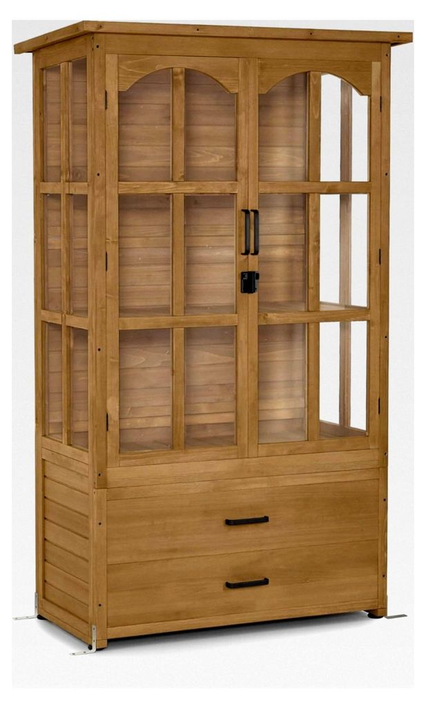 Gartenschrank aus Holz wetterfest, Geräteschrank für den Außenbereich, geeignet für Balkon und Terrasse, Gartenhütte mit 2 verstellbaren Regal...