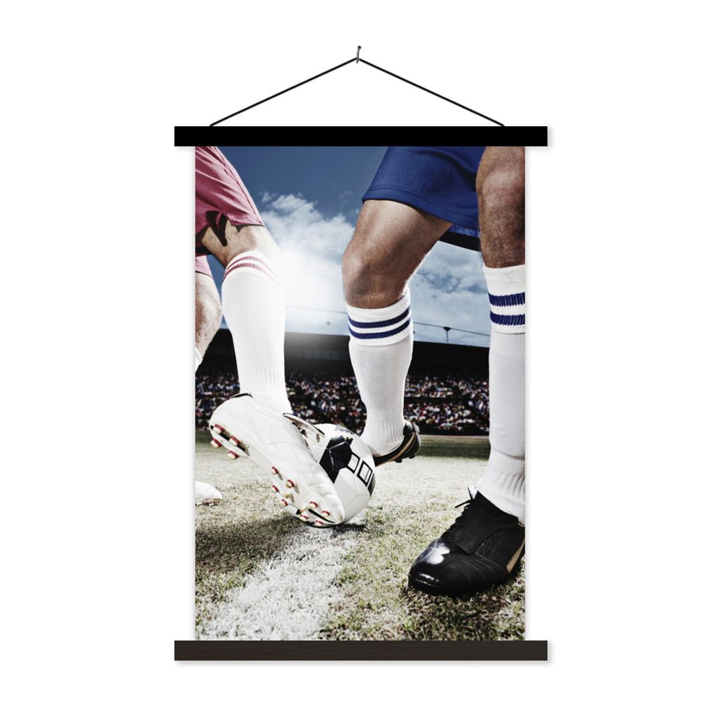 MuchoWow Textilposter Duell um den Ball 40x60 cm mit schwarzem Rahmen - Wanddekorationen