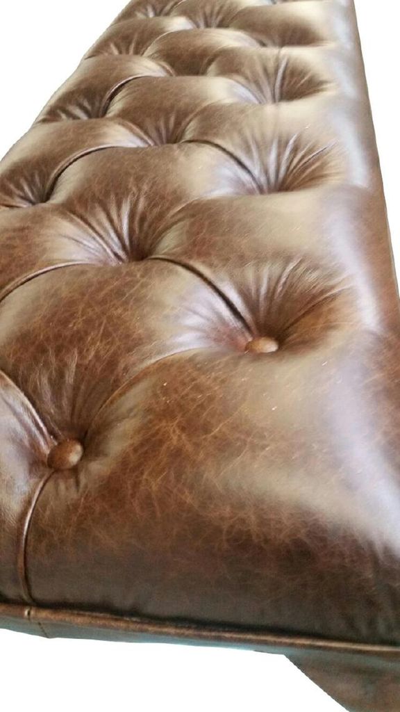 Fußhocker Hocker Chesterfield Ottoman Pufa Fußablage Polster Vollleder Neu
