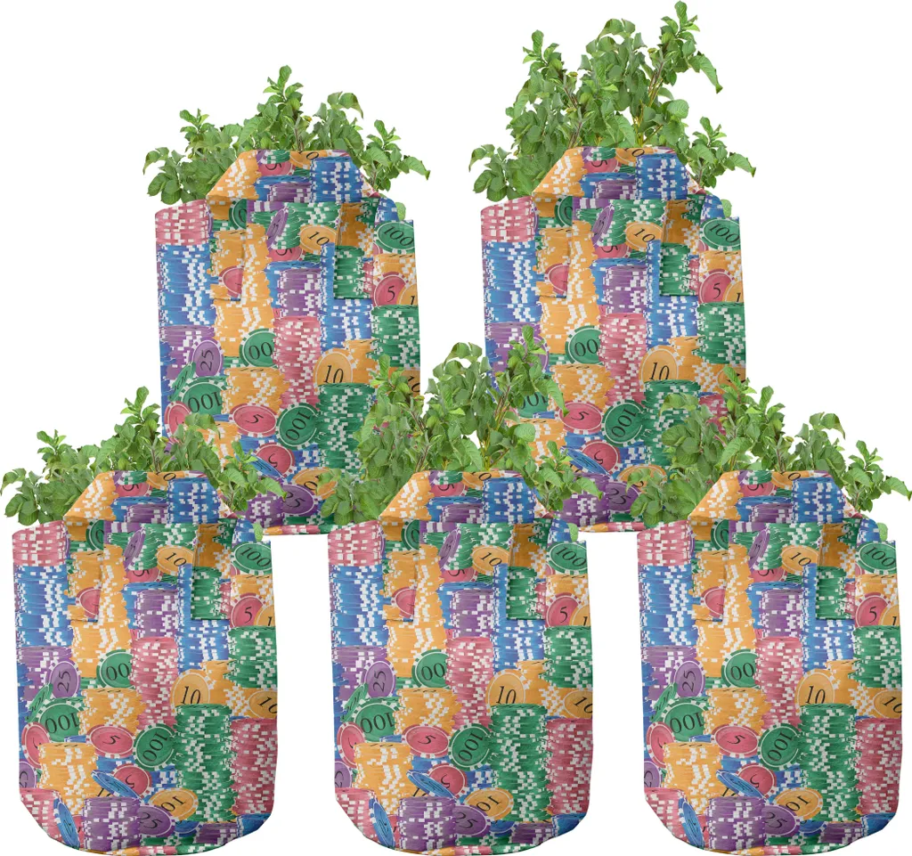 Pots de Fleurs 5 Gallons pour Balcon et Terrasse - Lot de 5 Design Casino