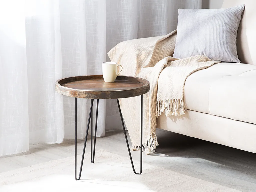 Table d'appoint stable bois brun 50cm pour optimiser votre espace - 2