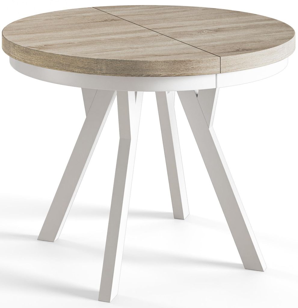 Esstisch Rund Evo, Moderner Esstich Ausziehbar, Tisch mit Stabile Konstruktion, Durchmesser 80 - 130 cm, Farbe Sonoma
