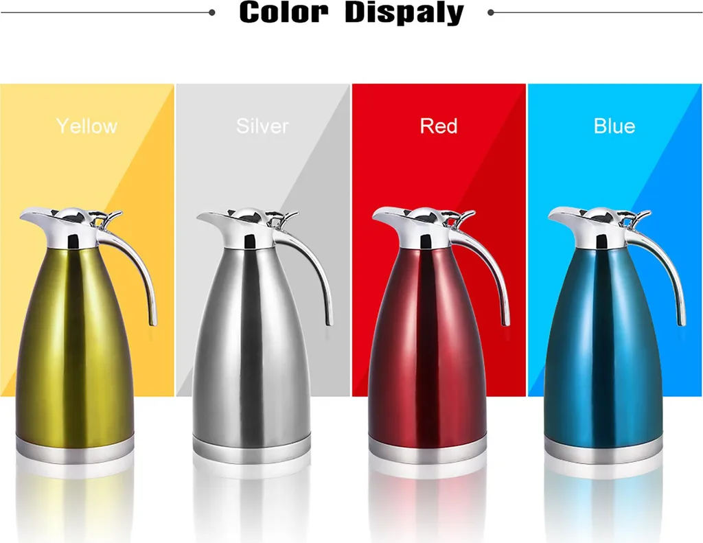 Bouteille d'eau chaude 2L en acier inoxydable rouge isolée sous vide