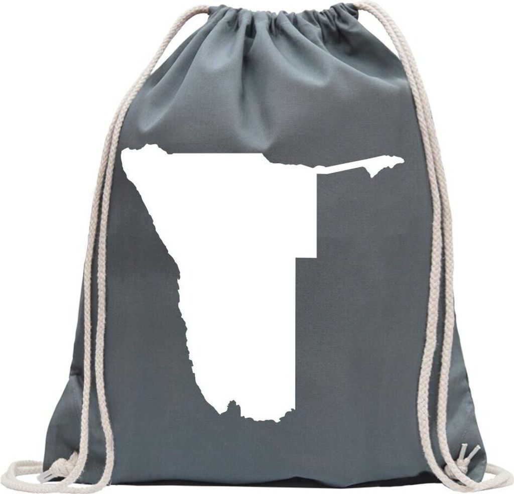 Kiwistar - Turnbeutel - stahlgrau - Namibia Umriss Kontur - Fun Rucksack Sport Beutel Gymsack Baumwolle mit Ziehgurt