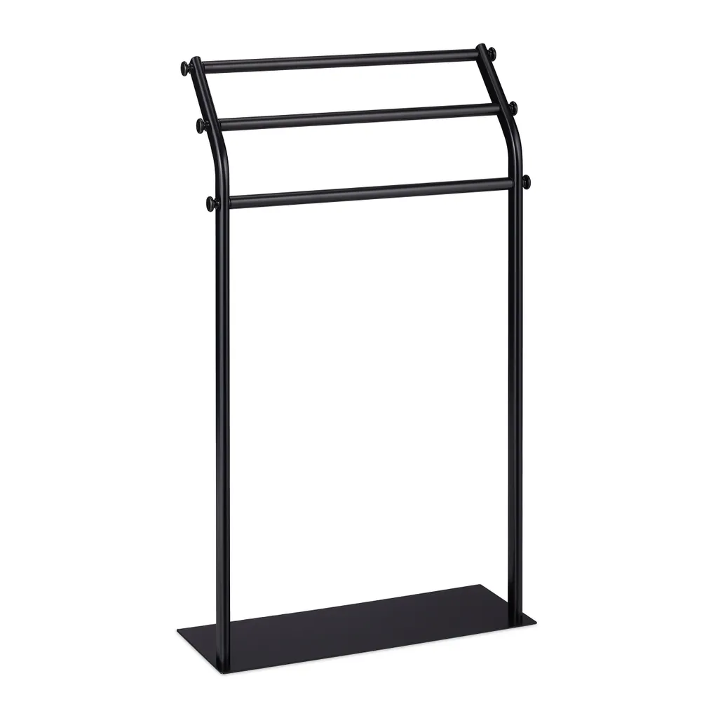 Relaxdays Piantana Bagno Nera 3 Aste: Addio Asciugamani Umidi