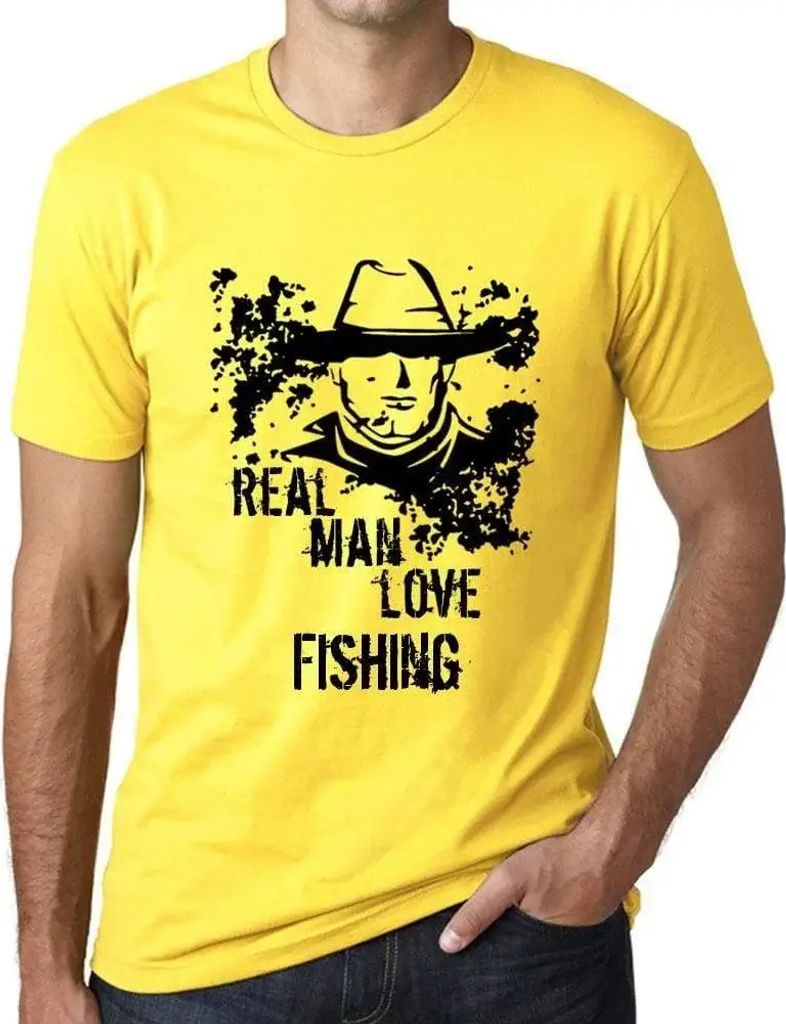 Herren Grafik T-Shirt Echte Männer lieben das Angeln – Real Men Love Fishing – Öko-Verantwortlich Vintage Jahrgang Kurzarm Lustige Druck Gebu...